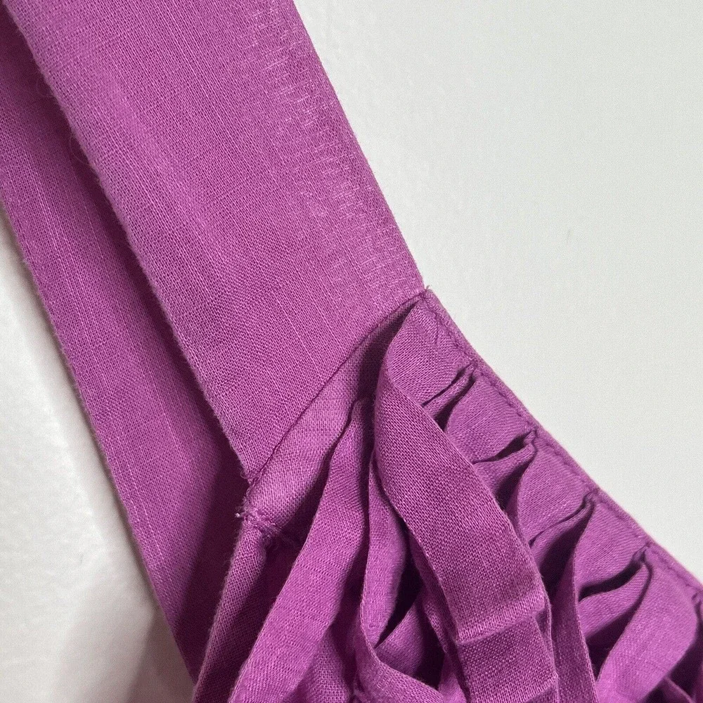 LOFT Sleeveless Fringe Top Purple Women’s Size L Cotton Strappy Summer - Picture 3 of 7